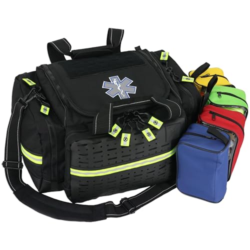 Lightning X Stocked X-Large Modular EMT Medic Trauma Bag w/Emergency Medical Fill Kit Supplies (Black) - color: Black