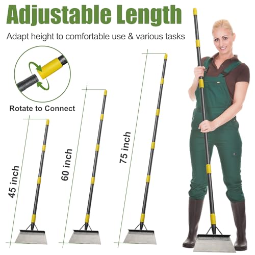 Floor Scraper Long Handle Heavy Duty, 60" Metal Ice Scraper for Driveway, Multifunctional Weed Scraper for Weed Cleaning Edging Trenching & Removing Snow Ice Dirty Moss - size: 60 inch