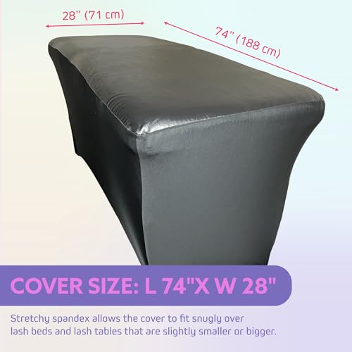 Lash Bed Cover - Waterproof Artificial Leather Massage Table Cover, Fitted Wax Mat Protector for Esthetician Bed, Massage Bed Topper, Lash Bed Topper, and Waxing Bed Use – Black