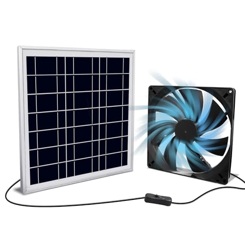 Solar Powered Fan Kit 7 inch Solar Fan for Chicken Coop, Shed, Greenhouse, Outside, Solar Exhaust Fans Solar Panel Fan for Dog Pet Houses