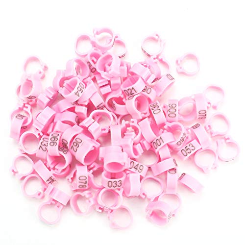 AYNEFY Pigeon Leg Rings,100Pcs / Bag 8mm 001-100 Numbered Letter Bird Leg Bands Pigeon Foot Rings Chick Leg Tags for Bird Ducks Chicken Pigeons Goose Poultry
