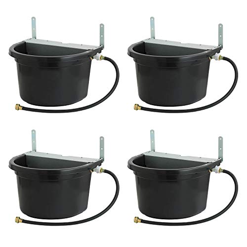 Little Giant FW16MTLBLACK 4 Gallon Capacity Automatic Float Controlled Waterer Animal Horse & Cattle Livestock Water Trough, Black (4 Pack)