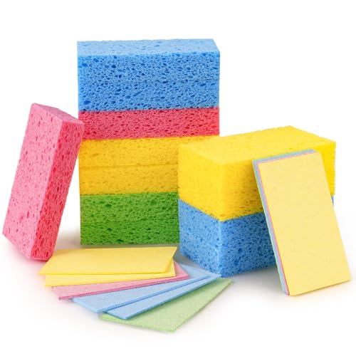 Temede 12-Count Cellulose Sponges, Heavy Duty Kitchen Sponges, Non-Scratch | Pop-Up Compressed Cellulose Dish Sponges, with a Durable and Firm Texture for Cookware, Bathroom and Household Cleaning - size: 12 Count (Pack of 1)