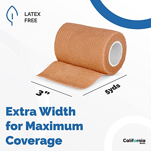 Self-Adhesive Bandage Wrap - Suitable for All Sports - Breathable Athletic Tape for Wrists - Knee and Ankle - Self Adhesive Bandage- 3 Inch- 12 Pack - Brown - color: Brown, size: 3 Inch x 5 yard- Pack of 12