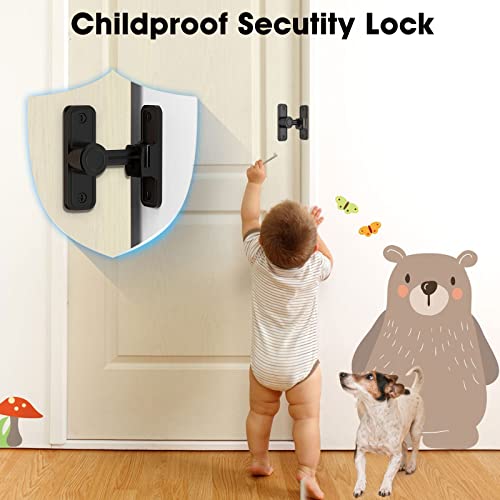 Sliding Barn Door Lock, 90 Degree Locks, Black | Flip Gate Latches for Garden, Bathroom, Outdoor, Garage, Window, Barn Doors - color: Black
