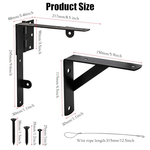 Anti Sag Gate Frame Kit, Gate Corner Bracket, Heavy Duty Brace Gate Hardware with Hinge and Gate, Wooden Fences-No Sag Gate Corner Brace Bracket for Doors, Corral Gates, Wood Windows