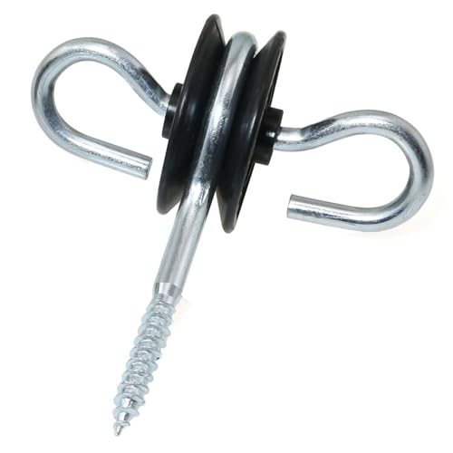 RLECS 4PCS Wood Post Screw in Screws Double Iron Wood Screws Ring Type Electric Fence Screw in Gate Handle Anchors Pasture Fence Accessories for Roller Shutter Door Handle Connection Parts