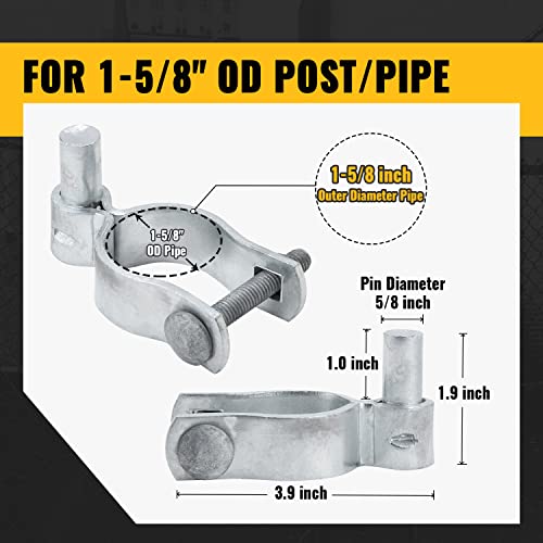 VIVIDA Chain Link Fence Gate Hinge, 1-5/8" Male Gate Post Hinge, 4 PCS | Chain Link Fence Hardware, Galvanized Steel, For 1-5/8" OD Post, Bolts & Nuts Included - size: 1-5/8" (4 PCS)