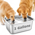 YUEPET Outdoor Dog Water Bowl, 2 Gallon Stainless Steel Bowl for Dogs | Outdoor Dog Water Bowl, 2 Gallon Capacity, Food and Water Use, Rounded Corners, Raised Edge, Easy to Clean, XL Dogs - size: 2 Gallons