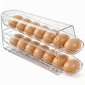 theaoo Auto Rolling Egg Dispenser for Refrigerator with Quick Removable Inner Tray, Space-Saving Egg Organizer and Holder, Egg Storage Container for Fridge, Easy to Load and Grab Eggs (1 Pack)