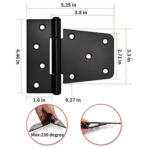 Sange Sopffy Heavy Duty Gate Hinges Black Iron hinge3.5 Inch for Outdoor Barn, Shed, Deck, Wood Door, and Fences (Screws Included) (8)