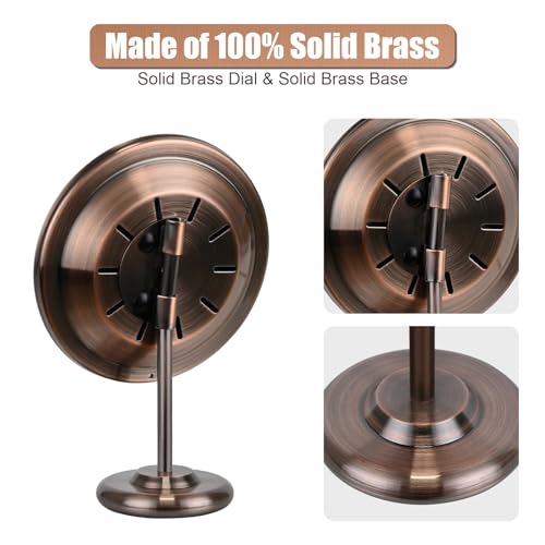 4 in Solid Brass Analog Outdoor Thermometer Hygrometer | Detachable Stand, Battery-Free, Rust & Weather Resistant, Calibratable, Large Clear Dial, Indoor Outdoor Home Patio Decor - size: 4 in