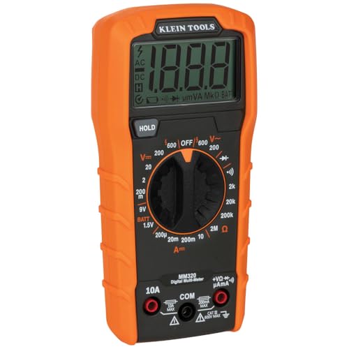 Klein Tools MM320KIT Digital Multimeter Electrical Test Kit, Non-Contact Voltage Tester, Receptacle Tester, Carrying Case and Batteries