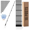 57 Inch / 4.8 Ft Fiberglass Electric Fence Posts, 16 Pack with Double Spikes & 64 Clips - Heavy Duty Farm Garden Livestock Fencing | Holds Wire/Tape/Rope - color: Black, size: 57" 16 Posts-64 Clips