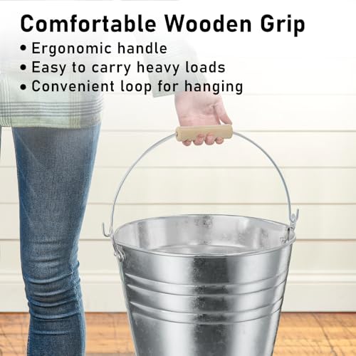 DUNCHATY 4 Gallon Galvanized Ice Bucket 4 Pack - Large Metal Beverage Tub with Wood Handles for Parties, Weddings, Beer, Wine & Champagne - 13" x 13" x 12" Rustproof Cooler - color: Ice-buckets 4P