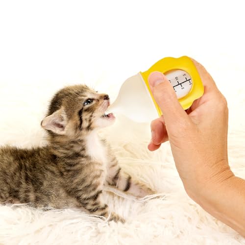 Ergonomic Pet Nursing Bottle,Puppy Bottles for Nursing Puppy Milk - 20ml Slow Flow Kitten Bottle Feeding kit for Newborn Kittens/Puppies/Small Animals, Easy-Clean Silicone Feeder (‌Yellow‌) - color: ‌Sunbeam Yellow‌