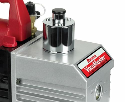 Robinair 15800 VacuMaster Economy Vacuum Pump - 2-Stage, 8 CFM, Chrome, Red/Silver | For Air Conditioning and Refrigeration Service; 2-Stage Pump, 8 CFM Free Air Displacement, 1 HP 115V/60HZ Motor