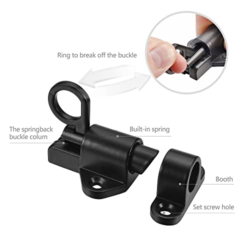 4 Packs Self-Closing Spring Latch Door Spring Bolt Locks Black | Small Spring Loaded Gate Latch Barrel Slide Bolt for Animal Coop Cage Pool Fence Window Attic Hatch Cupboard