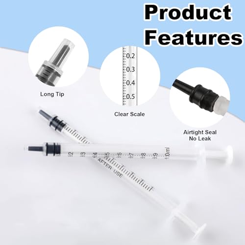 30 Pcs 1ml Syringe Without Needle for Liquids, 1cc Syringe for Liquid, 1 ml Small Syringes with Cap for Feeding Pets Oral, Oil or Glue Using, Non-Sterile