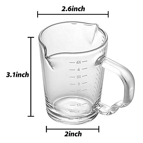 Espresso Shot Glasses 150ML Double Spouts Measuring Cup Triple Pitcher Milk Cup Wine Glass Pitcher Barista Measure Cup Liquid Heavy Glass Milk Cup Demitasse Cups Espresso Mugs Coffee Cups