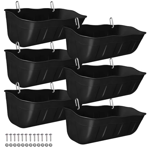 Hanging Chicken Feeders,Duck Feeder Waterer,Small Feed Trough 1.3 Quart 6 Pack,Hanging Fence Feed Trough for Poultry,Black - color: Black, size: 1.3 Quart (6 Pack)