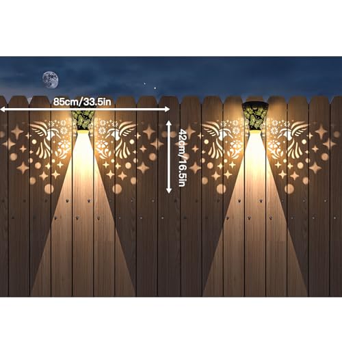 2 Pack Solar Fence Lights Outdoor Wall lihgts Decorations Metal Solar Deck Lights Waterproof LED Solar Powered Step Lights Warm White Light Decorative Lighting for Garden, Front Door, Backyard (metal) - style: metal