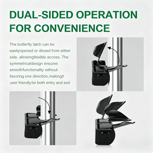 2 Pack Wall Mount Butterfly Latch 1-3/8" to 1-5/8", Gate Fork Lock with Padlock Hole, Chain Link Fence Parts, Gate Fork Latch,Chain Link Fence Gate Latching Hardware (Black - 2 pcs) - color: Black - 2 pcs
