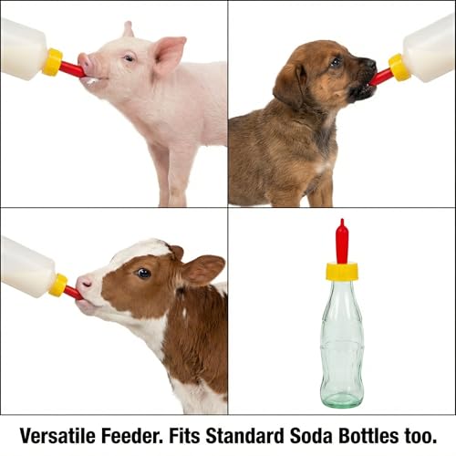 Goat Nipple and Bottles Set, 5 Sets Small Animal Milk Drink Pritchard Nipple for Goats 400 ml Lamb Nursing Bottles Feeding Bottle Kit for Feeding Sheep Goat Lamb Puppy (5 Bottles& 10 Nipples)