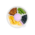 GoBe Kids Small Snack Spinner Slide Bundle with Hand Strap and Sticker Sheet - Reusable Snack Container with 5 Compartment Dispenser and Lid | BPA/PVC Free | Dishwasher Safe | No Spill - Taro Purple | Bundle with Hand Strap & Stickers, Reusable Snack Cont