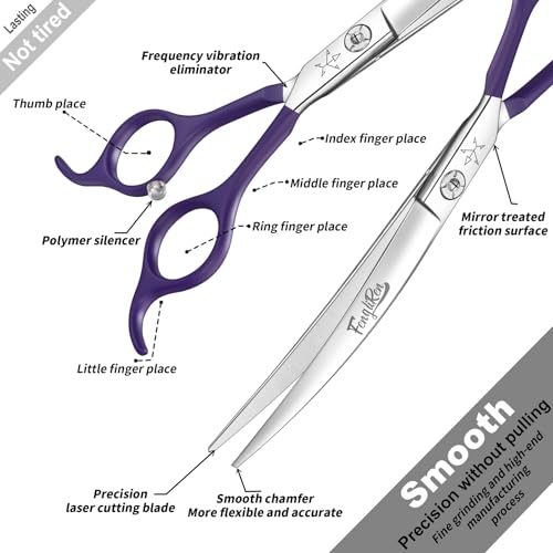 High-end Professional Dog Grooming Curved Scissors Pet Curved Shears 7 Inches Extremely Very Sharp Made Of Stainless Steel Alloy By Hand For Dog Cat Groomer - color: 7inch Curved Shears
