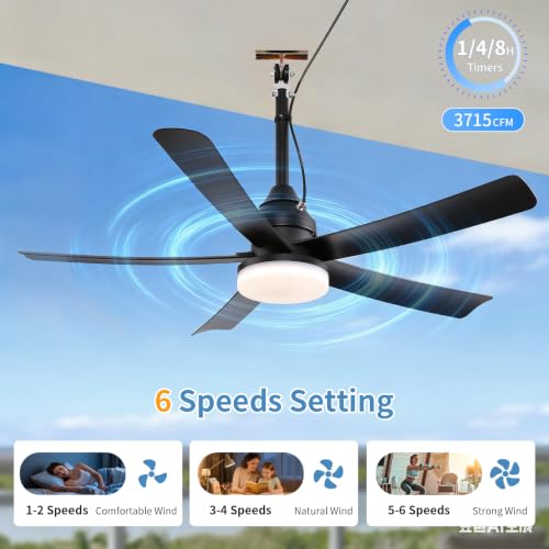AHAWILL 42" Waterproof Outdoor Ceiling Fan with Light,Hook Hanging | Plug-in,3CCT Dimmable Light,6 Speeds,Remote Control,Reversible DC Motor,Hanging Outdoor Gazebo Fan for Patio,Porch,Pergola