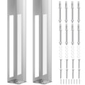 2 Sets 5" X 5" X 24" Vinyl Fence Concrete Post for Newel Posts Mount Tower | Heavy Duty Fence Post, with Mounting Kit, Galvanized Steel, 300 lbs Load Capacity - size: 5" X 5" X 24"
