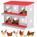 Chicken Nesting Boxes, Heavy-Duty 8-Compartment Metal Chicken Nesting Box – Removable Tray, Ventilation Holes, Easy Egg Collection, Rustproof Galvanized Steel - Red - 6 - Slot - color: Red, size: 6 - Slot - Upgraded Version