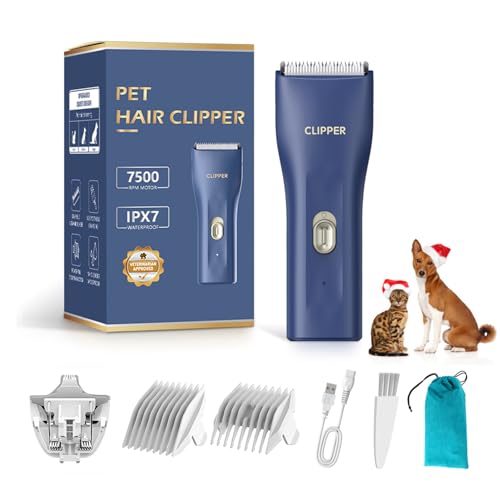 2 in 1 Prowerful Home Professional Dog Grooming Kit Clipper Low Noise USB Rechargeable Gifts for Dog Cat Blue,MTS006 - color: Mts006-pro-blue