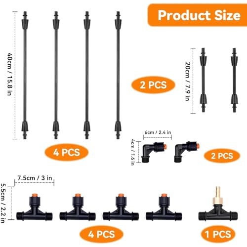 6 Nozzles Sprayer Boom Wand with 3 Flow Rate Nozzle Tips-Wide-Coverage Agricultural & Lawn Spray Attachment for Tractors/UTVs