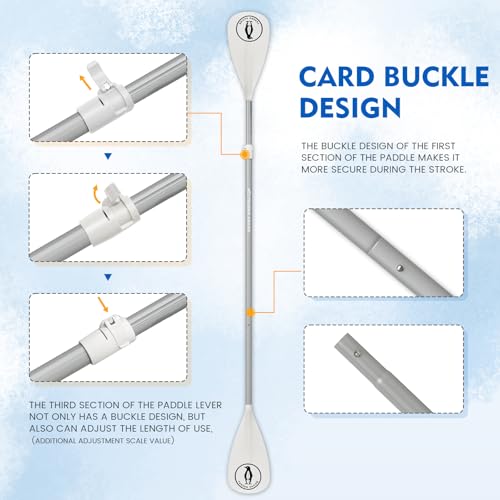 Tuxedo Sailor SUP Paddle - 3 Piece Adjustable Stand Up Paddle Board Paddle - Lightweight & Floating Paddle Board Oar - Durable and Packable, Reinforced Nylon Blades - Efficient Stroke - color: double white A
