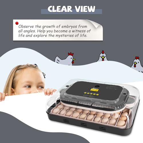 Sailnovo 70 Egg Incubator for Hatching Eggs with Automatic Turning and Auto Humidification, Temperature Control, Egg Candler, Incubator for Chicken Duck Quail Eggs, 23.23'' x 16.34'' x 7.09''