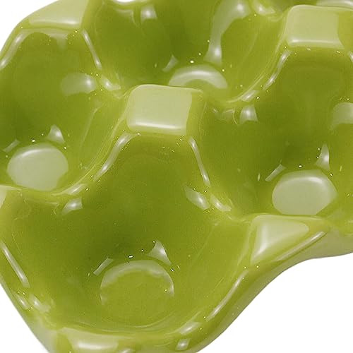 Xiaoyztan 6-Egg Ceramic Holder Tray for Kitchen Fridge Green | Ceramic half-dozen egg tray for kitchen and fridge storage
