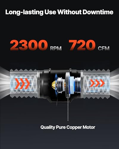 VEVOR Inline Duct Fan, 8-Inch 720 CFM with Power Cord, Quiet AC-Motor Ventilation Exhaust Fan for Cooling Booster, Grow Tents, Hydroponics - size: 8" Inline Fan