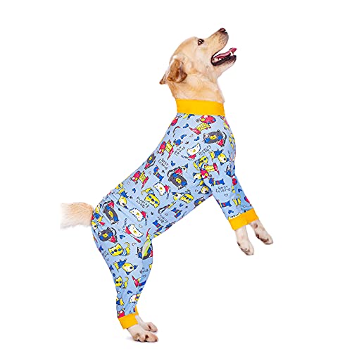 Dog Surgery Recovery Suit Female Male for Dogs After Surgery Medium Large Dogs Onesie Dog Pajamas Pjs Clothes (Blue Cartoon, 28 (Chest 26.77 in | Backlength 18.11)) - color: Blue cartoon, size: 28 (Chest 26.77 in | Backlength 18.11)