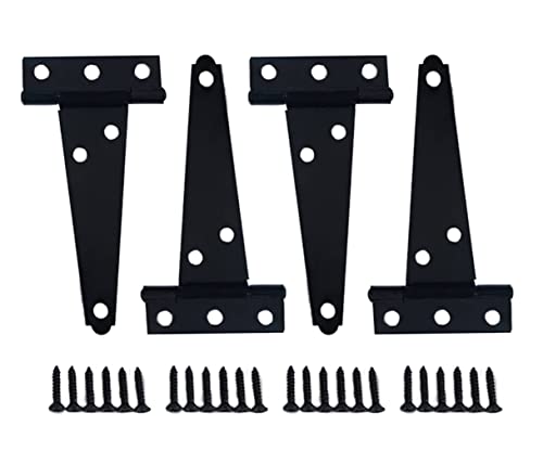 Stainless Steel Light Tee Hinge, with Stainless Steel Screw, 3" x 2-5/16" x 1.4 mm, Black Coated, 4 Pack, Made in Taiwan - color: Black coated, size: 4pack(3")
