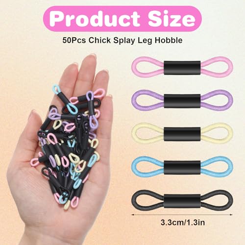 50Pcs Baby Chicken Leg Bands Splay Leg Hobble Brace, Adjustable | Poultry Leg Bands Quail Leg Bands for Newborn Spraddle Legs of Chick Bird Quails Ducks of 1 to 3 Days Newly Hatched
