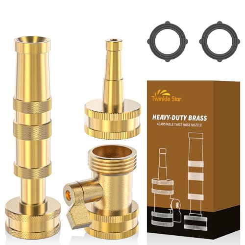 Twinkle Star Brass Twist Hose Nozzle, Hose Shut Off Valve, 3 Pack | 3/4" GHT Heavy-Duty Connector 3 Pack, On-Off Valve, Leakproof Operation - color: Nozzle Jet 3 Pack