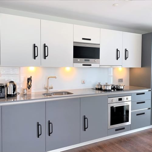 12 Pack 5 Inch 128 mm Matte Black Cabinet Handles Aluminum Drawer Pulls Sliding Door Pulls - color: RoundBlack, size: 5 Inch