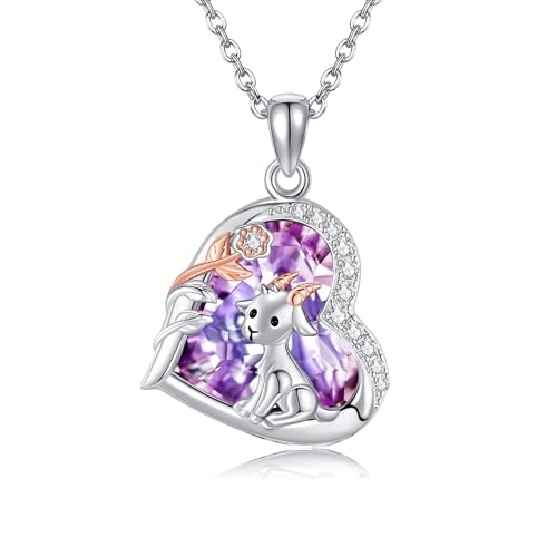 Goat Necklace Crystal Goat Necklace Sterling Silver Heart Goat Necklace Animal Pendant Jewelry for Women Goat Gift for Goat Lovers - style: crystal goat
