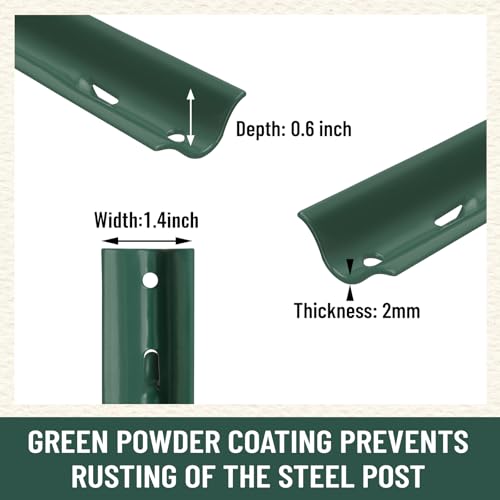 10-Pack 4.8 Feet Heavy-Duty Metal U Fence Posts for Wire Fencing | No-Dig Design · Powder-Coated Steel · For Garden, Yard & Animal Barrier - size: 4.8 Feet