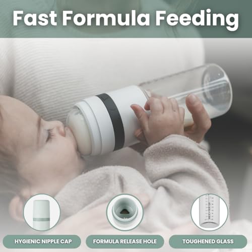 MILK & WATER Glass All-in-One Baby Bottle with Anti Colic Nipple - color: Olive Green