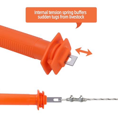 10 Pcs Electric Fence Handle | Heavy Duty Insulated Gate Handle with Spring Hook, High-Visibility Orange for Livestock & Garden Fencing