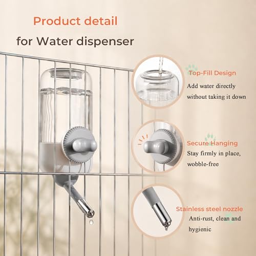 30oz Ball-Tip Hanging Water Bottle for Small Animal Cage Yellow | Visible Water Level， Controlled Drinking Flow， Helps Keep Bedding Drier， External Mount Saves Cage Space - color: Yellow