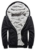 JiangWu Womens Fashion Horn Button Fleece Thicken Coat with Hood Winter Warm Jacket - color: A-black, size: Medium